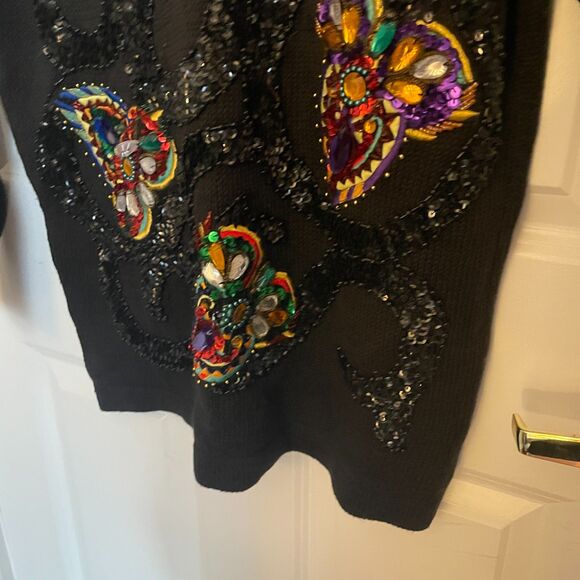 VTG Western Connection NWT 80s Sweater Beaded L Glam Sequin Gemstone Abstract - Picture 9 of 10